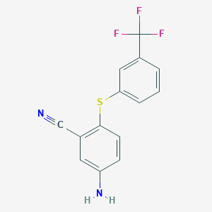 molecular formula C14H9F3N2S B2814505 4-amino-2-cyano-3'-(trifluoromethyl)diphenyl thioether CAS No. 320421-51-0