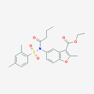 molecular formula C24H27NO6S B281452 ETHYL 5-[N-(2,4-DIMETHYLBENZENESULFONYL)BUTANAMIDO]-2-METHYL-1-BENZOFURAN-3-CARBOXYLATE 