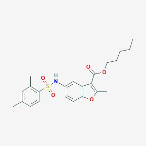 molecular formula C23H27NO5S B281455 PENTYL 5-(2,4-DIMETHYLBENZENESULFONAMIDO)-2-METHYL-1-BENZOFURAN-3-CARBOXYLATE 