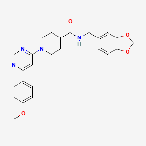 molecular formula C25H26N4O4 B2814565 N-(benzo[d][1,3]dioxol-5-ylmethyl)-1-(6-(4-methoxyphenyl)pyrimidin-4-yl)piperidine-4-carboxamide CAS No. 1396759-51-5