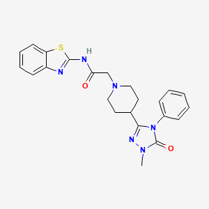 molecular formula C23H24N6O2S B2814568 N-(1,3-benzothiazol-2-yl)-2-[4-(1-methyl-5-oxo-4-phenyl-4,5-dihydro-1H-1,2,4-triazol-3-yl)piperidin-1-yl]acetamide CAS No. 1396854-24-2