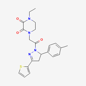 1-ethyl-4-(2-oxo-2-(3-(thiophen-2-yl)-5-(p-tolyl)-4,5-dihydro-1H-pyrazol-1-yl)ethyl)piperazine-2,3-dione