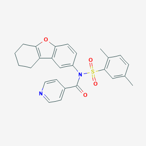 molecular formula C26H24N2O4S B281461 N-[(2,5-Dimethylphenyl)sulfonyl]-N-(6,7,8,9-tetrahydrodibenzo[B,D]furan-2-YL)isonicotinamide 