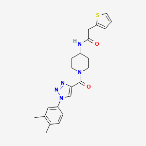 molecular formula C22H25N5O2S B2814633 N-(1-(1-(3,4-dimethylphenyl)-1H-1,2,3-triazole-4-carbonyl)piperidin-4-yl)-2-(thiophen-2-yl)acetamide CAS No. 1251618-40-2