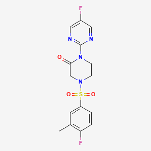 4-(4-Fluoro-3-methylphenyl)sulfonyl-1-(5-fluoropyrimidin-2-yl)piperazin-2-one