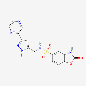 N-((1-methyl-3-(pyrazin-2-yl)-1H-pyrazol-5-yl)methyl)-2-oxo-2,3-dihydrobenzo[d]oxazole-5-sulfonamide