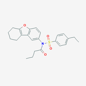 molecular formula C24H27NO4S B281474 N-[(4-ethylphenyl)sulfonyl]-N-(6,7,8,9-tetrahydrodibenzo[b,d]furan-2-yl)butanamide 