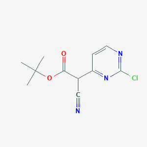 molecular formula C11H12ClN3O2 B2814758 Tert-butyl 2-(2-chloropyrimidin-4-yl)-2-cyanoacetate CAS No. 2108512-96-3