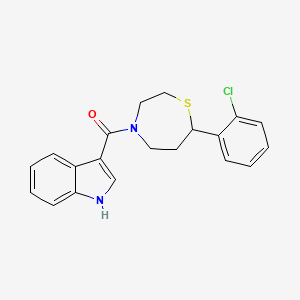 molecular formula C20H19ClN2OS B2814766 3-[7-(2-chlorophenyl)-1,4-thiazepane-4-carbonyl]-1H-indole CAS No. 1795302-20-3