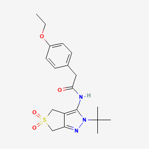 molecular formula C19H25N3O4S B2814786 N-{2-tert-butyl-5,5-dioxo-2H,4H,6H-5lambda6-thieno[3,4-c]pyrazol-3-yl}-2-(4-ethoxyphenyl)acetamide CAS No. 893924-65-7