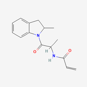 molecular formula C15H18N2O2 B2814810 N-[1-(2-Methyl-2,3-dihydroindol-1-yl)-1-oxopropan-2-yl]prop-2-enamide CAS No. 2305272-29-9