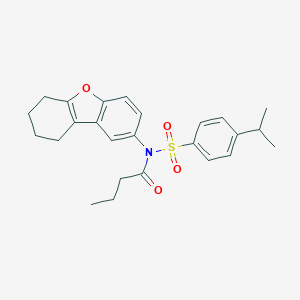 molecular formula C25H29NO4S B281483 N-[(4-Isopropylphenyl)sulfonyl]-N-(6,7,8,9-tetrahydrodibenzo[B,D]furan-2-YL)butanamide 
