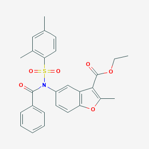 molecular formula C27H25NO6S B281486 ETHYL 5-[N-(2,4-DIMETHYLBENZENESULFONYL)BENZAMIDO]-2-METHYL-1-BENZOFURAN-3-CARBOXYLATE 