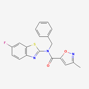 molecular formula C19H14FN3O2S B2814862 N-benzyl-N-(6-fluoro-1,3-benzothiazol-2-yl)-3-methyl-1,2-oxazole-5-carboxamide CAS No. 946317-49-3