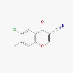molecular formula C11H6ClNO2 B2814873 6-Chloro-3-cyano-7-methylchromone CAS No. 252941-32-5