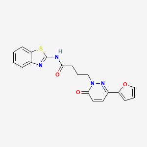 molecular formula C19H16N4O3S B2814874 N-(1,3-benzothiazol-2-yl)-4-[3-(furan-2-yl)-6-oxo-1,6-dihydropyridazin-1-yl]butanamide CAS No. 1021105-90-7