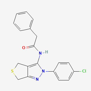 molecular formula C19H16ClN3OS B2814898 N-[2-(4-chlorophenyl)-2H,4H,6H-thieno[3,4-c]pyrazol-3-yl]-2-phenylacetamide 