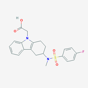 molecular formula C21H21FN2O4S B028149 2-[3-[(4-Fluorophenyl)sulfonyl-methylamino]-1,2,3,4-tetrahydrocarbazol-9-yl]acetic acid CAS No. 627865-18-3