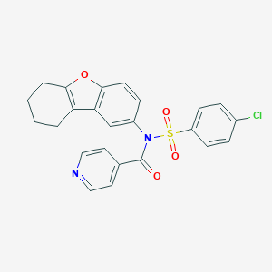 molecular formula C24H19ClN2O4S B281490 N-[(4-CHLOROPHENYL)SULFONYL]-N-(6,7,8,9-TETRAHYDRODIBENZO[B,D]FURAN-2-YL)ISONICOTINAMIDE 