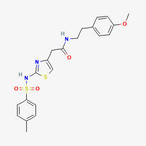 molecular formula C21H23N3O4S2 B2814985 N-(4-methoxyphenethyl)-2-(2-(4-methylphenylsulfonamido)thiazol-4-yl)acetamide CAS No. 922100-66-1