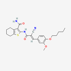 molecular formula C25H29N3O4S B2815009 2-[[(E)-2-cyano-3-(3-methoxy-4-pentoxyphenyl)prop-2-enoyl]amino]-4,5,6,7-tetrahydro-1-benzothiophene-3-carboxamide CAS No. 380434-24-2