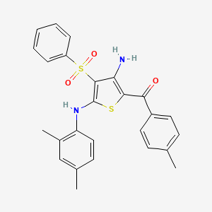 (3-Amino-5-((2,4-dimethylphenyl)amino)-4-(phenylsulfonyl)thiophen-2-yl)(p-tolyl)methanone