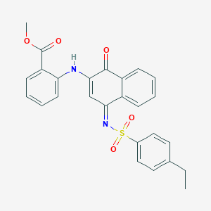 molecular formula C26H22N2O5S B281505 METHYL 2-{[(4Z)-4-[(4-ETHYLBENZENESULFONYL)IMINO]-1-OXO-1,4-DIHYDRONAPHTHALEN-2-YL]AMINO}BENZOATE 