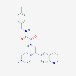 molecular formula C27H37N5O2 B2815062 N-[2-(1-methyl-1,2,3,4-tetrahydroquinolin-6-yl)-2-(4-methylpiperazin-1-yl)ethyl]-N'-[(4-methylphenyl)methyl]ethanediamide CAS No. 922038-78-6