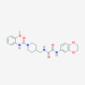 molecular formula C24H28N4O6 B2815079 N'-(2,3-dihydro-1,4-benzodioxin-6-yl)-N-({1-[(2-methoxyphenyl)carbamoyl]piperidin-4-yl}methyl)ethanediamide CAS No. 1235356-68-9