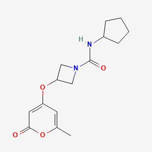 molecular formula C15H20N2O4 B2815110 N-cyclopentyl-3-((6-methyl-2-oxo-2H-pyran-4-yl)oxy)azetidine-1-carboxamide CAS No. 1795086-92-8