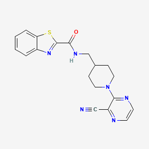 molecular formula C19H18N6OS B2815115 N-((1-(3-cyanopyrazin-2-yl)piperidin-4-yl)methyl)benzo[d]thiazole-2-carboxamide CAS No. 1797125-09-7
