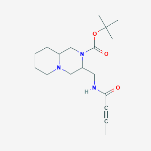 molecular formula C18H29N3O3 B2815125 Tert-butyl 3-[(but-2-ynoylamino)methyl]-1,3,4,6,7,8,9,9a-octahydropyrido[1,2-a]pyrazine-2-carboxylate CAS No. 2411253-87-5