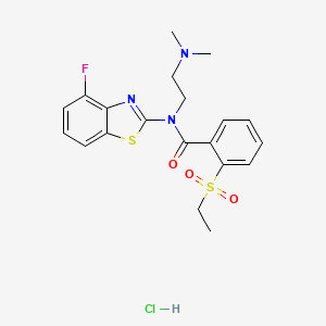 molecular formula C20H23ClFN3O3S2 B2815131 N-(2-(dimethylamino)ethyl)-2-(ethylsulfonyl)-N-(4-fluorobenzo[d]thiazol-2-yl)benzamide hydrochloride CAS No. 1216975-68-6