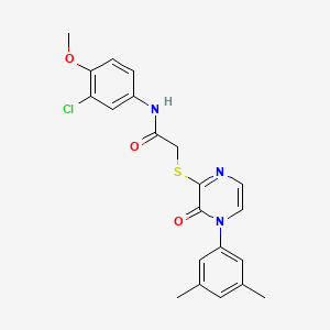 molecular formula C21H20ClN3O3S B2815140 N-(3-chloro-4-methoxyphenyl)-2-{[4-(3,5-dimethylphenyl)-3-oxo-3,4-dihydropyrazin-2-yl]sulfanyl}acetamide CAS No. 895108-88-0