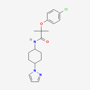 2-(4-chlorophenoxy)-2-methyl-N-[4-(1H-pyrazol-1-yl)cyclohexyl]propanamide