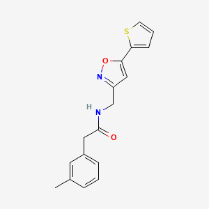molecular formula C17H16N2O2S B2815146 N-((5-(thiophen-2-yl)isoxazol-3-yl)methyl)-2-(m-tolyl)acetamide CAS No. 946263-41-8