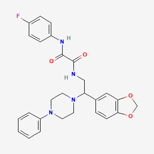 molecular formula C27H27FN4O4 B2815150 N-[2-(2H-1,3-benzodioxol-5-yl)-2-(4-phenylpiperazin-1-yl)ethyl]-N'-(4-fluorophenyl)ethanediamide CAS No. 896347-31-2