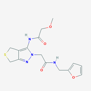 molecular formula C15H18N4O4S B2815153 N-(furan-2-ylmethyl)-2-(3-(2-methoxyacetamido)-4,6-dihydro-2H-thieno[3,4-c]pyrazol-2-yl)acetamide CAS No. 1105206-42-5