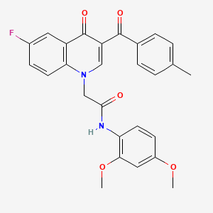 molecular formula C27H23FN2O5 B2815177 N-(2,4-dimethoxyphenyl)-2-[6-fluoro-3-(4-methylbenzoyl)-4-oxo-1,4-dihydroquinolin-1-yl]acetamide CAS No. 902566-56-7