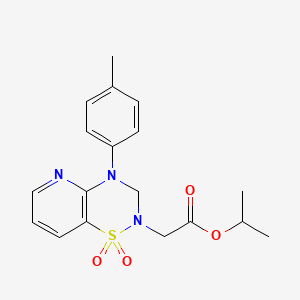 molecular formula C18H21N3O4S B2815208 isopropyl 2-(1,1-dioxido-4-(p-tolyl)-3,4-dihydro-2H-pyrido[2,3-e][1,2,4]thiadiazin-2-yl)acetate CAS No. 1251596-98-1