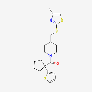 (4-(((4-Methylthiazol-2-yl)thio)methyl)piperidin-1-yl)(1-(thiophen-2-yl)cyclopentyl)methanone