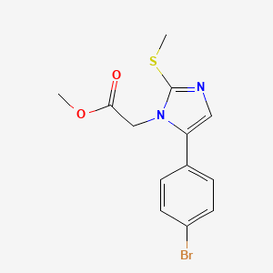 molecular formula C13H13BrN2O2S B2815231 methyl 2-(5-(4-bromophenyl)-2-(methylthio)-1H-imidazol-1-yl)acetate CAS No. 1207024-03-0