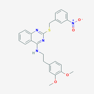 molecular formula C25H24N4O4S B2815232 N-[2-(3,4-dimethoxyphenyl)ethyl]-2-{[(3-nitrophenyl)methyl]sulfanyl}quinazolin-4-amine CAS No. 422533-56-0