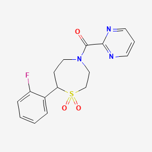 (7-(2-Fluorophenyl)-1,1-dioxido-1,4-thiazepan-4-yl)(pyrimidin-2-yl)methanone