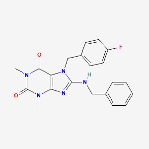 molecular formula C21H20FN5O2 B2815247 8-(benzylamino)-7-(4-fluorobenzyl)-1,3-dimethyl-3,7-dihydro-1H-purine-2,6-dione CAS No. 330835-74-0