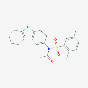 molecular formula C22H23NO4S B281526 N-[(2,5-DIMETHYLPHENYL)SULFONYL]-N-(6,7,8,9-TETRAHYDRODIBENZO[B,D]FURAN-2-YL)ACETAMIDE 