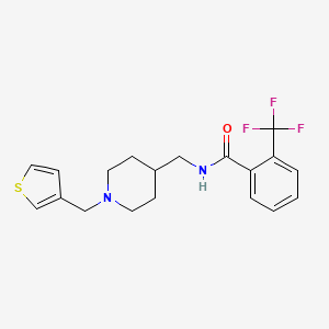 molecular formula C19H21F3N2OS B2815268 N-((1-(thiophen-3-ylmethyl)piperidin-4-yl)methyl)-2-(trifluoromethyl)benzamide CAS No. 1251609-99-0