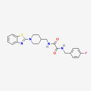 molecular formula C22H23FN4O2S B2815276 N-{[1-(1,3-benzothiazol-2-yl)piperidin-4-yl]methyl}-N'-[(4-fluorophenyl)methyl]ethanediamide CAS No. 1797731-81-7