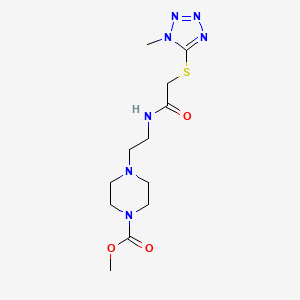 molecular formula C12H21N7O3S B2815285 methyl 4-(2-(2-((1-methyl-1H-tetrazol-5-yl)thio)acetamido)ethyl)piperazine-1-carboxylate CAS No. 1219904-20-7