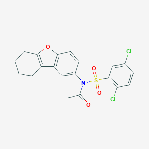 molecular formula C20H17Cl2NO4S B281530 N-[(2,5-DICHLOROPHENYL)SULFONYL]-N-(6,7,8,9-TETRAHYDRODIBENZO[B,D]FURAN-2-YL)ACETAMIDE 